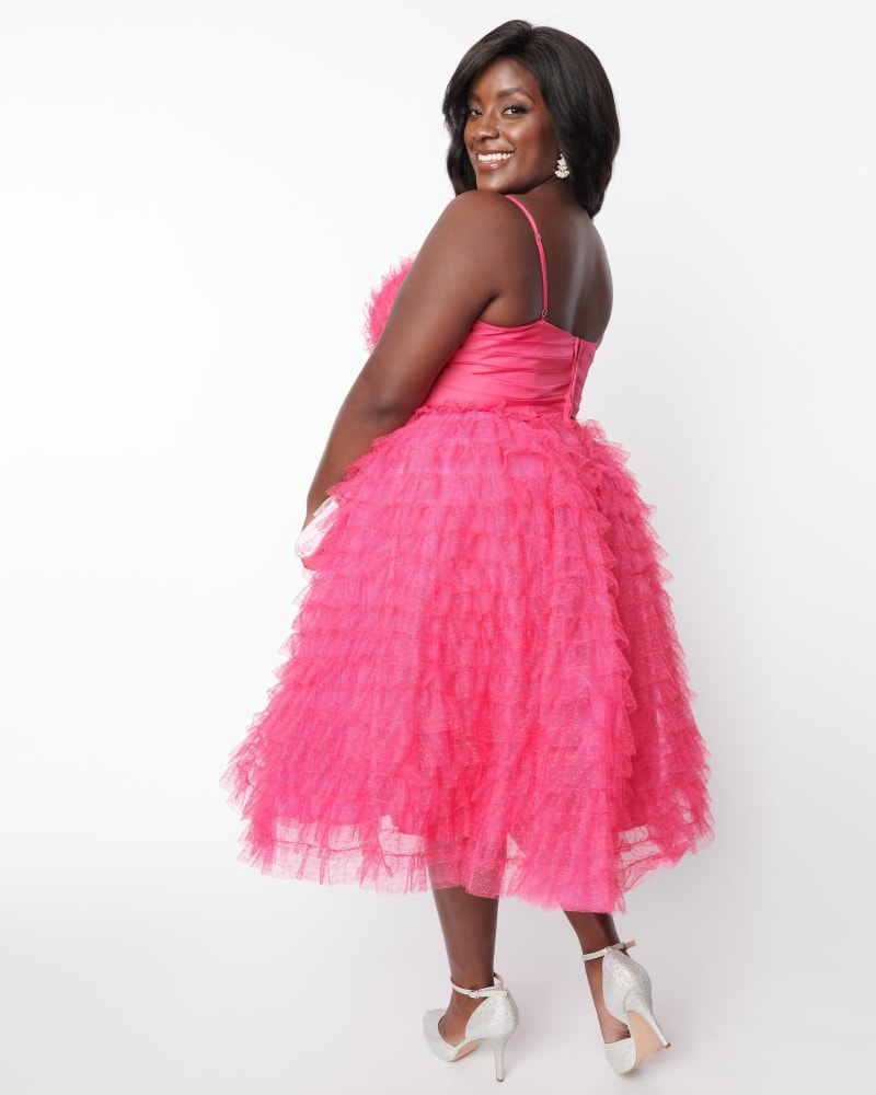 Unique Vintage Plus Size Hot Pink Tulle Cupcake Swing Dress Hot Pink